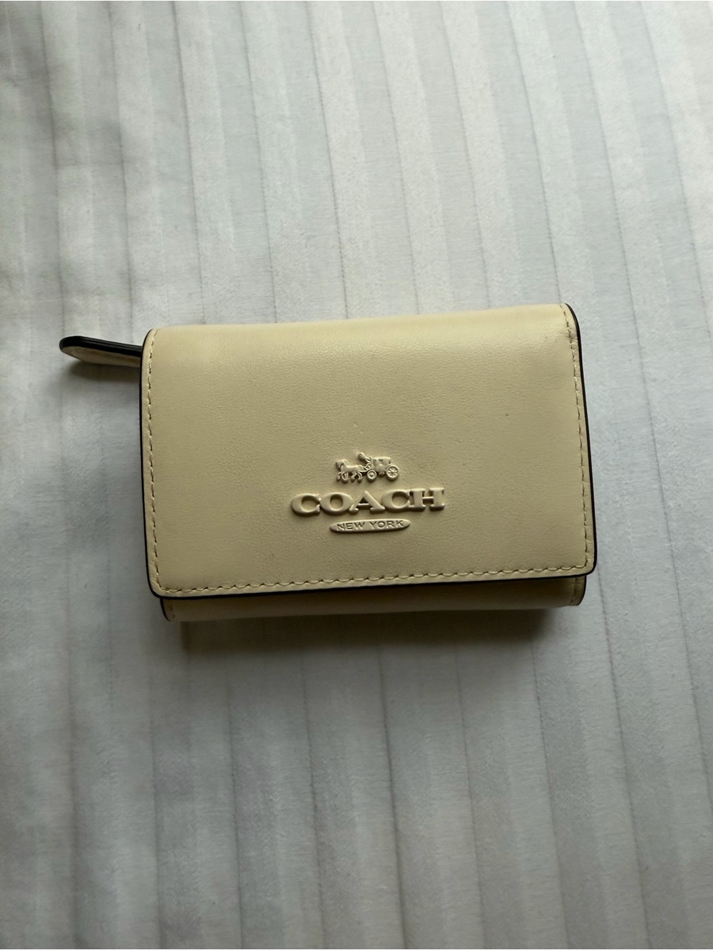 Coach Cream Leather Tri-Fold Wallet